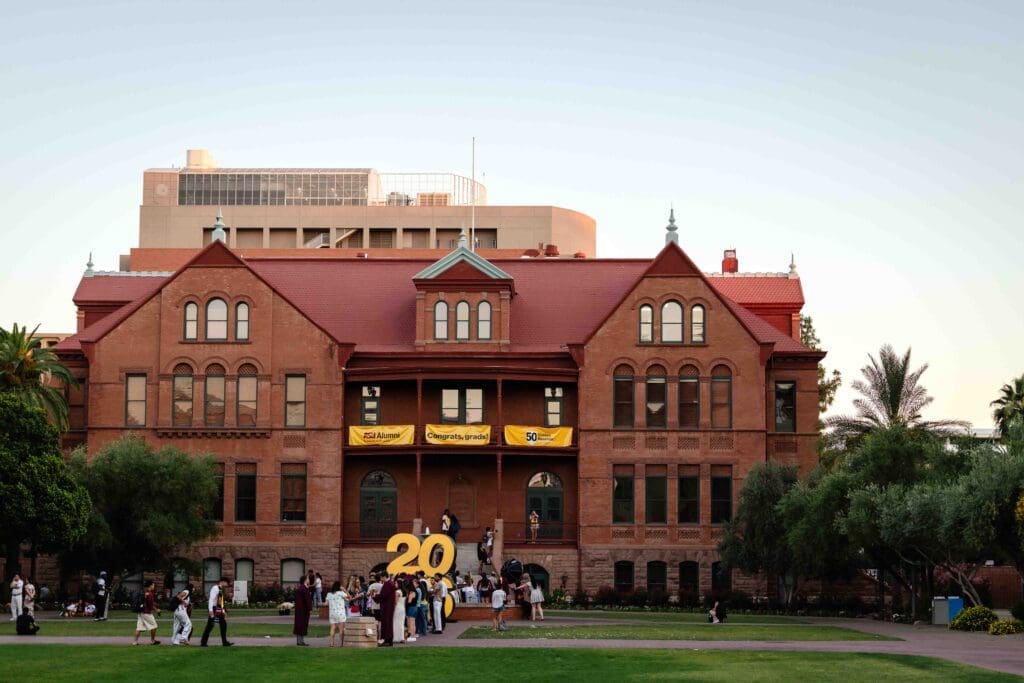 Old Main building at ASU Tempe campus for graduation photos